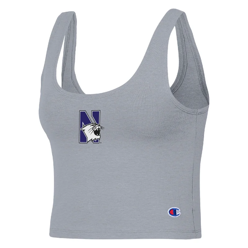 Northwestern Wildcats Women's Champion Grey Crop Tank turquoise tank top