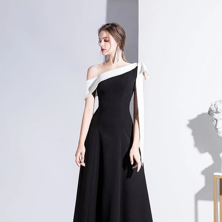 arwen&ajh مجموعة أروين التجارية 2024 Black Evening Dress Women's 2024 Summer New Arrival One-Shoulder Socialite Elegant Banquet Dress Slim Long Daily Dress Tunics Versatile stylish