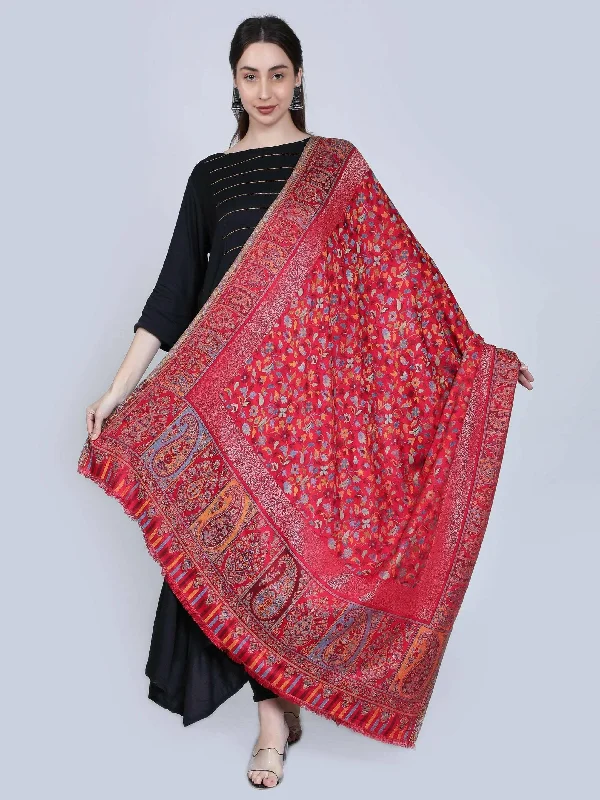 Red Modal Kani Shawl(40 x 80 IN) Warm Cashmere Shawl Scarf