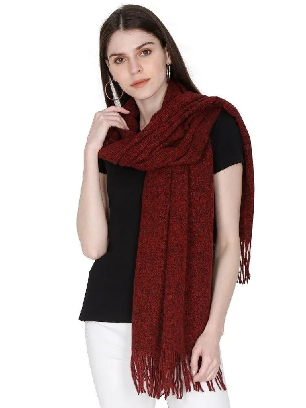 FabSeasons Maroon Unisex Woolen Scarf, Muffler, Shawl and Stole for Winters Cozy Wool Shawl Poncho