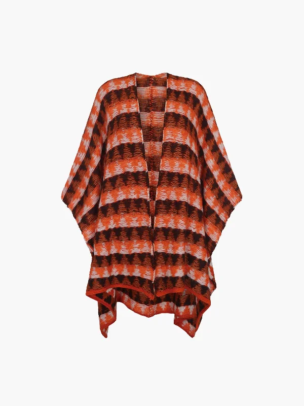 Diablada Shawl | Orange Soft Cashmere Shawl Poncho