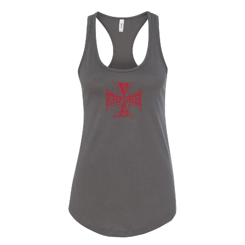 Retired Firefighter Cross Women's Racerback Tank crew neck tank