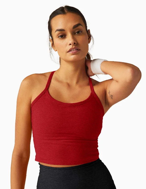 Spacedye Slim Racerback Cropped Tank - Ruby Red Heather coral tank top