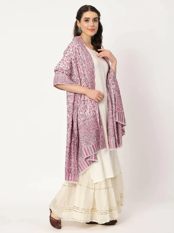White Fine Wool Kani Shawl for women Comfortable Plaid Shawl Wrap
