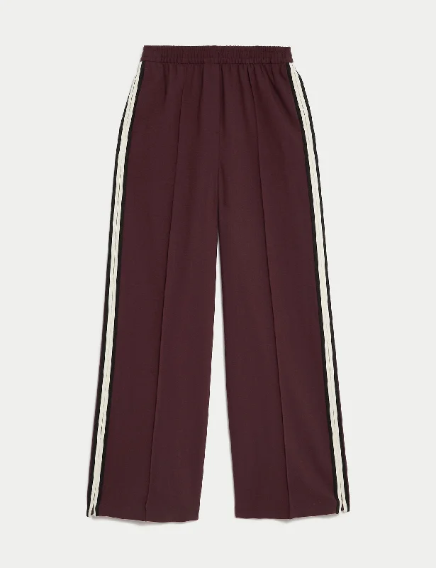 Side Stripe Wide Leg Trousers Trousers Seasonal Trendy