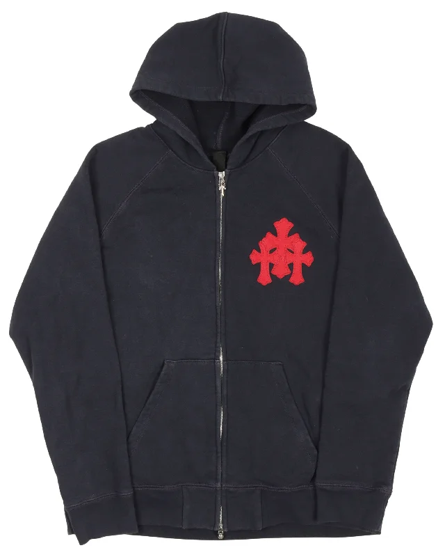 Cemetery Cross Patch Paper Jam Zip Up Hoodie Hoodie with Turtle Neck Cozy Winter