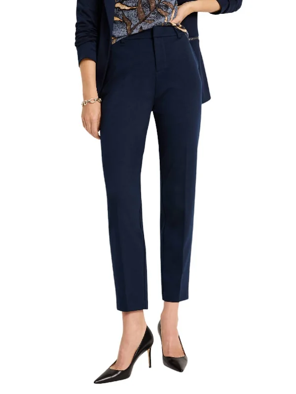 Ponte Knit Trouser In Dark Indigo Trousers Satin Smooth