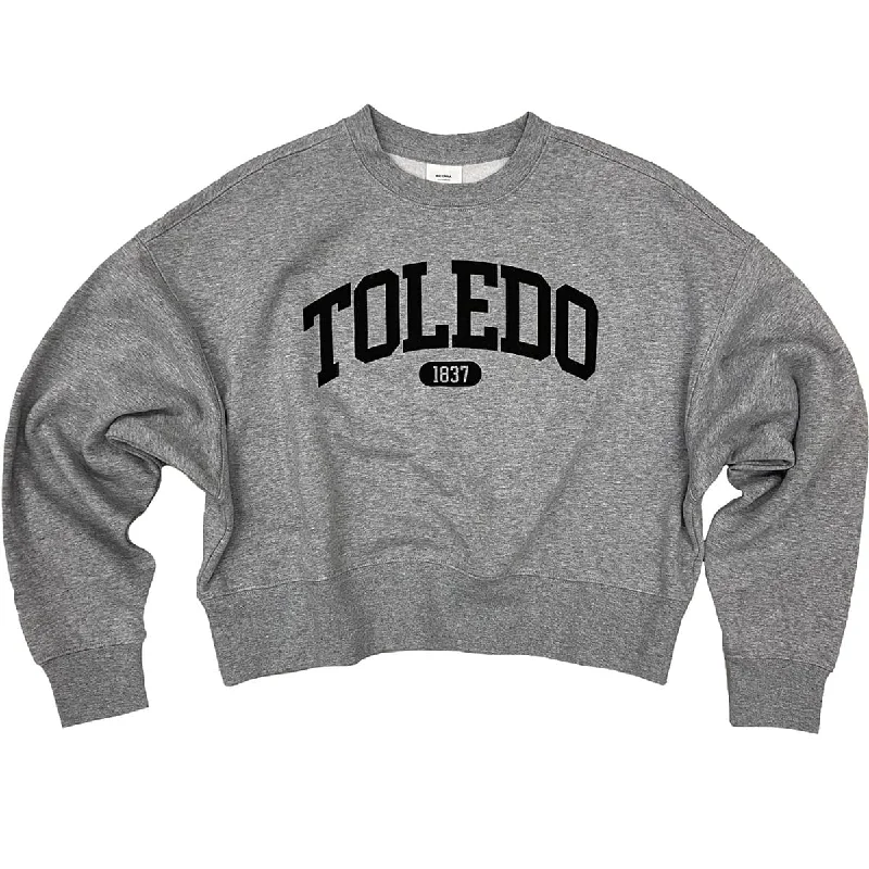 Toledo Cropped Sweatshirt Hoodie with Emblem Brand Identity