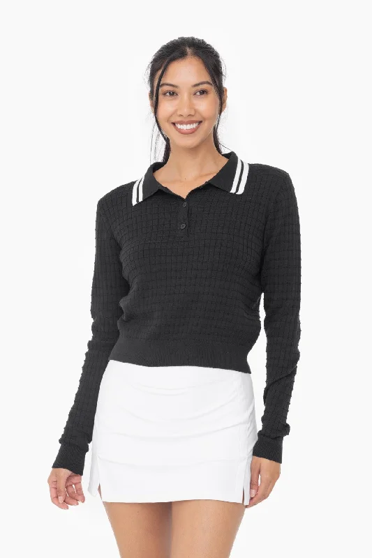 Retro Stripe Collared Sweater Tailored Straight A-Line