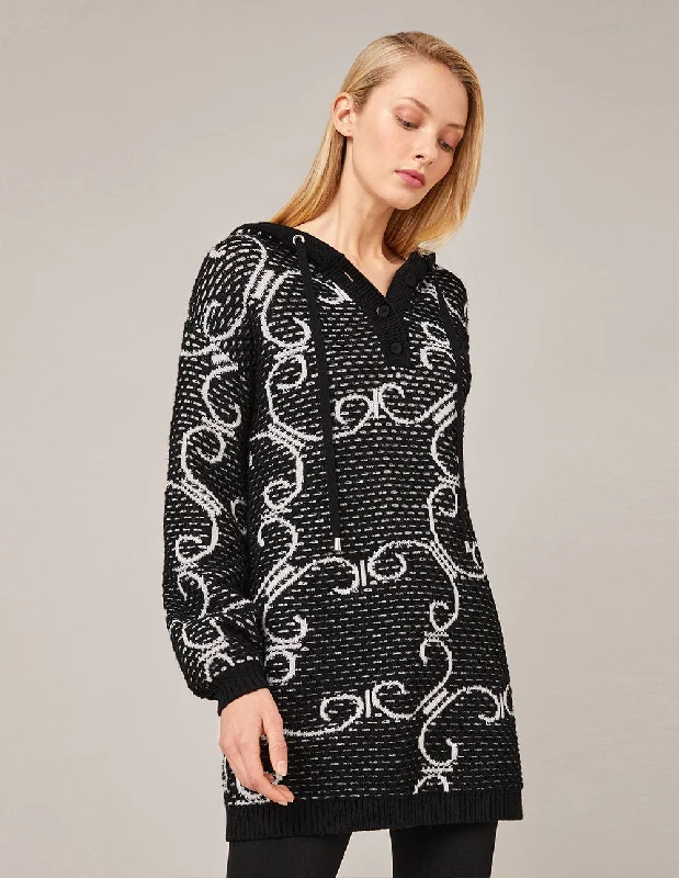 MARYLING FLORAL JACQUARD KNITTED PULLOVER High Neck Pullover