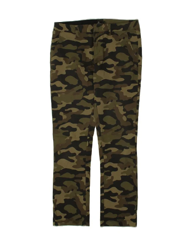 VOLCOM Womens Slim Chino Trousers W28 L29 Khaki Camouflage Cotton Trousers stylish elegant