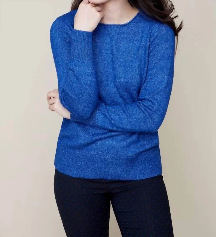 Crew Knit Pullover Sweater In Lapis Jewel Neck Pullover