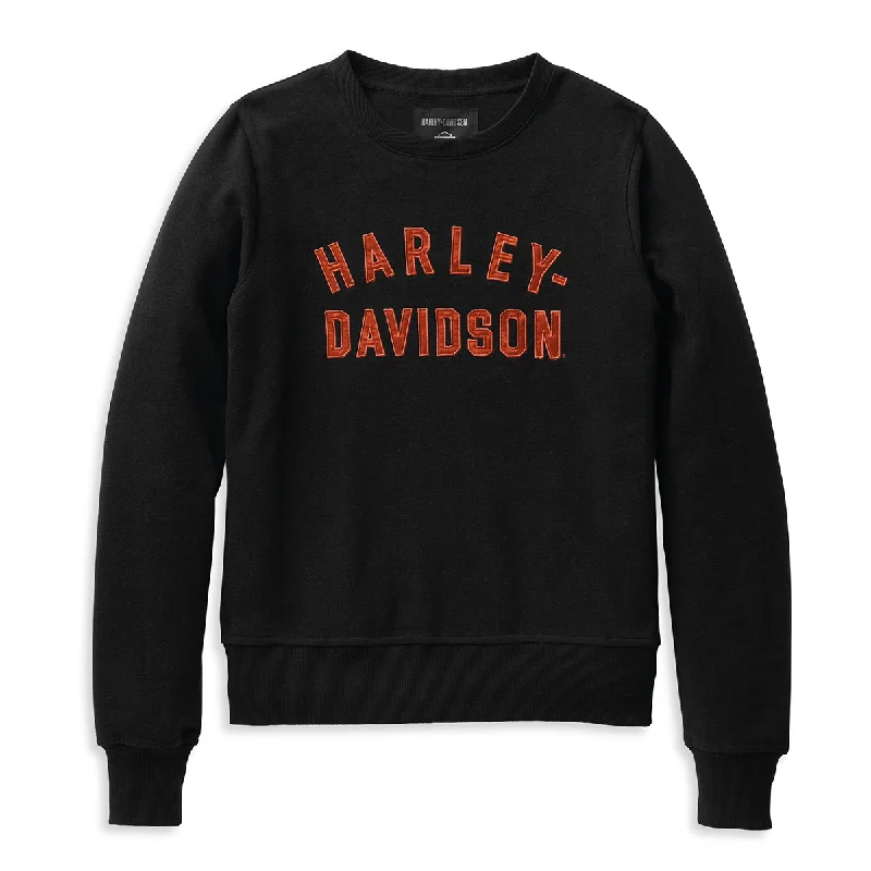 Harley-Davidson Essence Applique' Women's Crewneck Pullover Shirred Sleeve Feminine