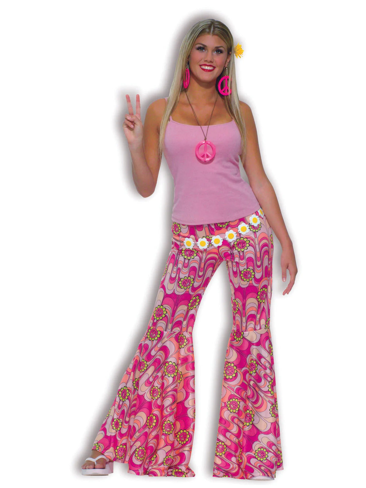 Flower Power Bell Bottom Trousers Adult Hippy Costume Trousers Custom Made