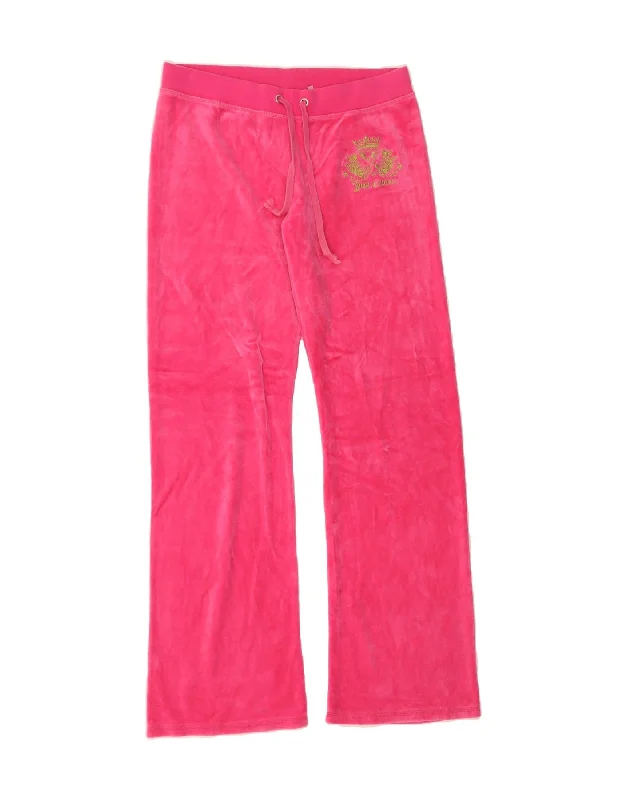 JUICY COUTURE Womens Velvet Tracksuit Trousers UK 18 XL  Pink Cotton Trousers Summer Linen