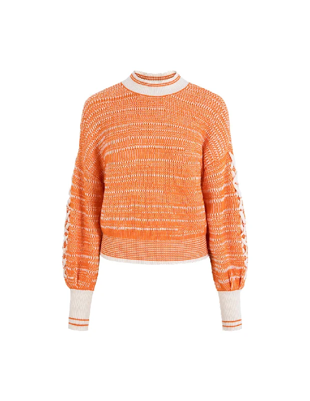 MARYLING Sunshine Pink And Orange Mixed Color Pullover Sweater Keyhole Neck Pullover