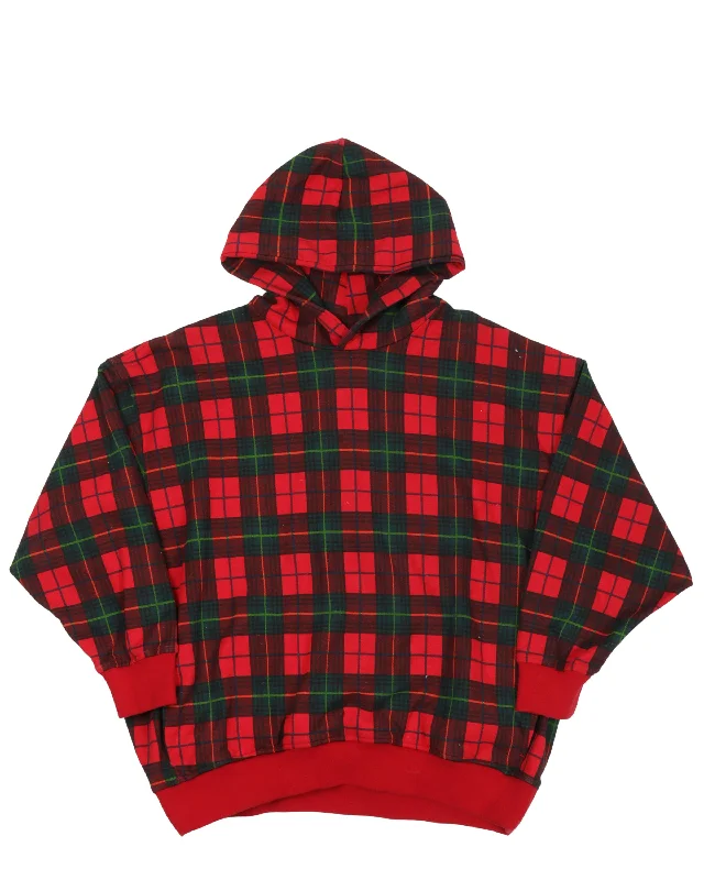 Plaid Hoodie Hoodie with Tie-Dye Psychedelic Retro