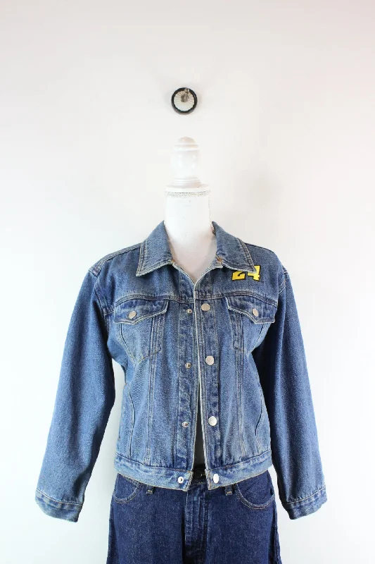 Vintage Blue Denim Jacket (M) Satin Jacket Silk Jacket Chiffon Jacket