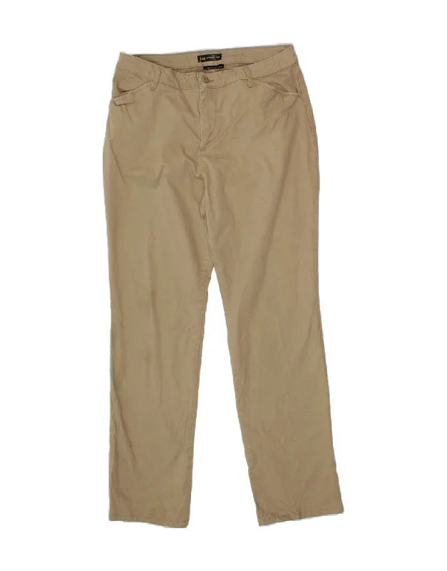 LEE Womens Mid Rise Straight Casual Trousers US 12 Large W30 L31 Beige Trousers Top Rated