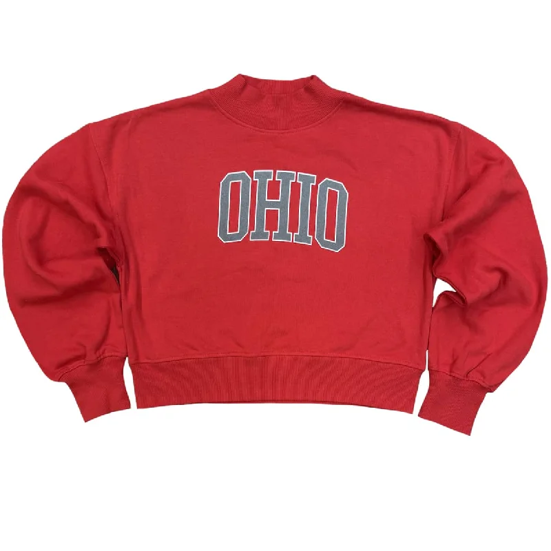 Ohio Mock Neck Sweatshirt Hoodie with Rhinestones Sparkly Elegant