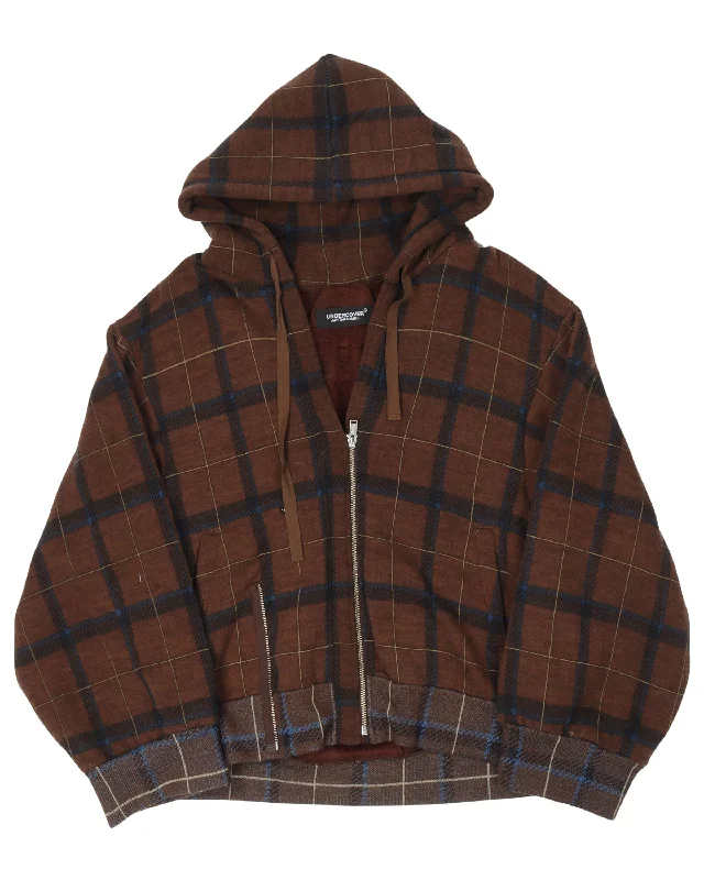 Plaid Half Zip Sweatshirt Hoodie with Button Classic Timeless