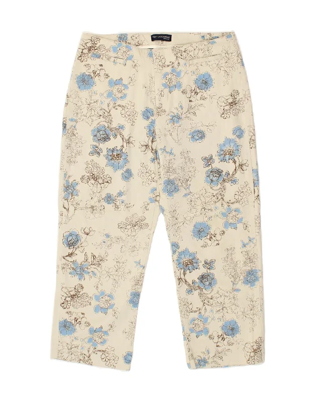 DOCKERS Womens Petite Capri Trousers US 4 Small W28 L21 White Floral Trousers Running Lightweight