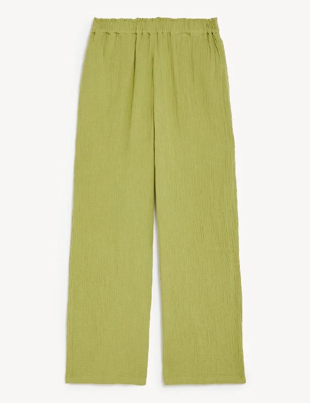 Pure Cotton Wide Leg Trousers Trousers Modern Contemporary