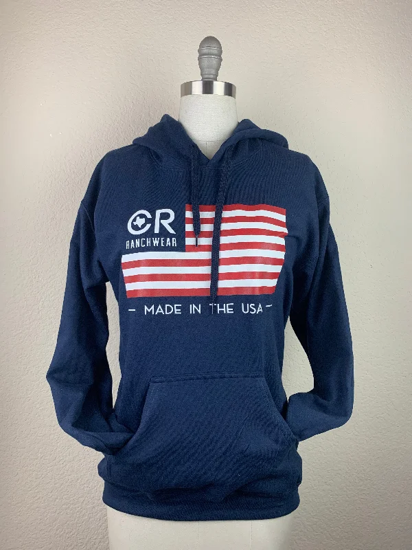 CR Navy Flag Hoodie Oversized Hoodie Comfort Casual