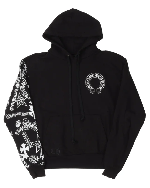 Stencil Sleeve Graphic Hoodie Hoodie with Back Slit Movement Comfort