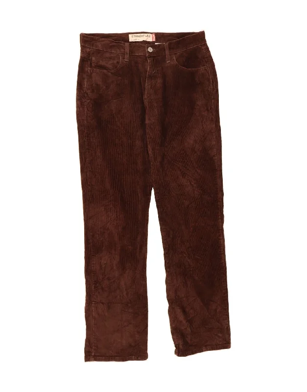 LEVI'S Womens 505 Straight Corduroy Trousers US 6 Medium W30 L31 Brown Trousers Striped Patterned