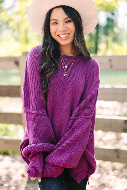 Give You Joy Magenta Purple Dolman Sweater Soft Cozy Warm