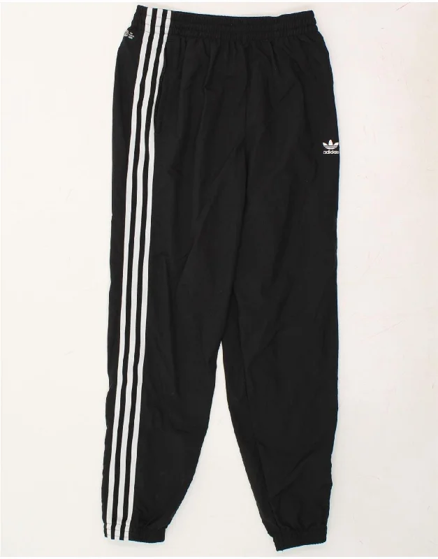 ADIDAS Womens Graphic Tracksuit Trousers Joggers UK 10 Small Black Trousers Striped Patterned