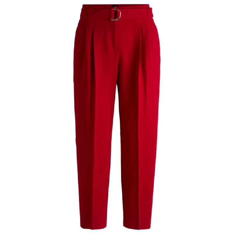 Regular-fit cropped trousers in crease-resistant crepe Trousers Travel Practical