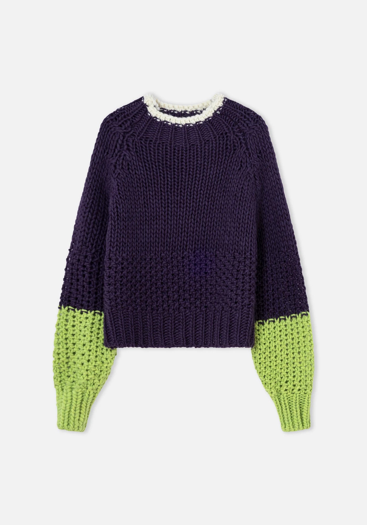 Tamborito Sweater in Eggplant Boat Neck Shawl Collar Notched Collar