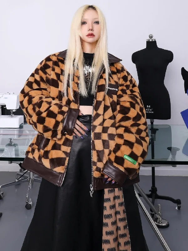 Plush Loose Padded Warm Fur Jacket【s0000000339】 Zippered Front Buttoned Front Snap Front