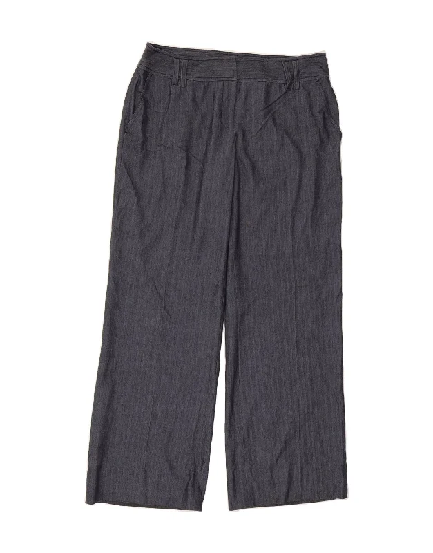 MICHAEL KORS Womens Chino Trousers US 14 XL W36 L34 Navy Blue Herringbone Trousers stylish elegant