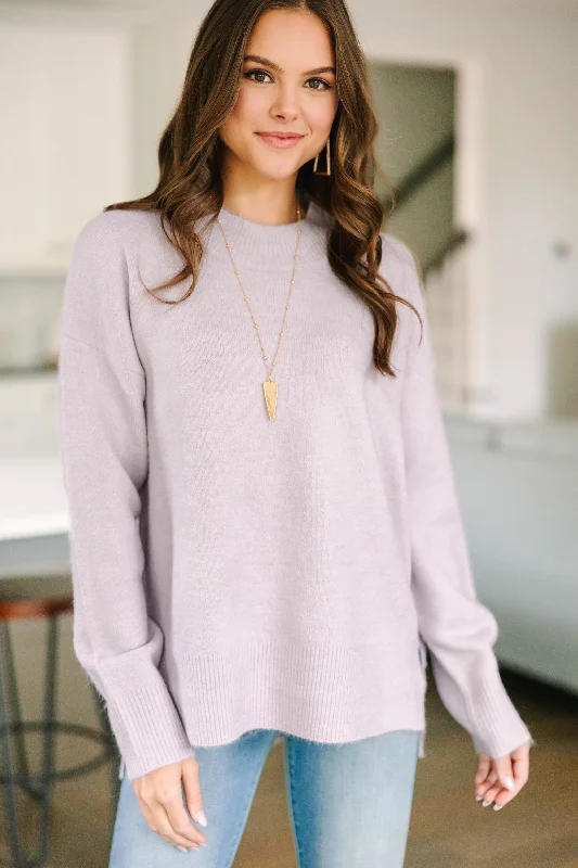 It Can Happen Lilac Purple Side Slit Sweater Bright Pastel Dark