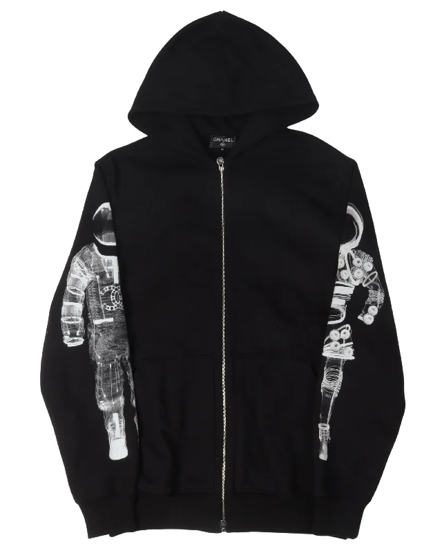 Astronauts Zip Up Hoodie Hoodie with Illustration Artistic Creative