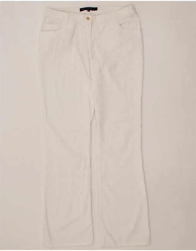 FRENCH CONNECTION Womens Corduroy Trousers UK 12 Medium W30 L30  White Trousers Tapered Slim Fit