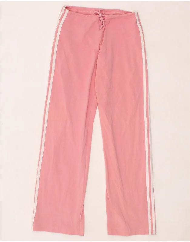 ADIDAS Womens Tracksuit Trousers UK 12 Medium Pink Cotton Trousers Pleated Formal