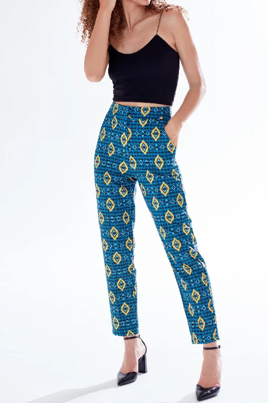 Liquorish African Print Cigarette Suit Trousers Trousers Trousers Formal