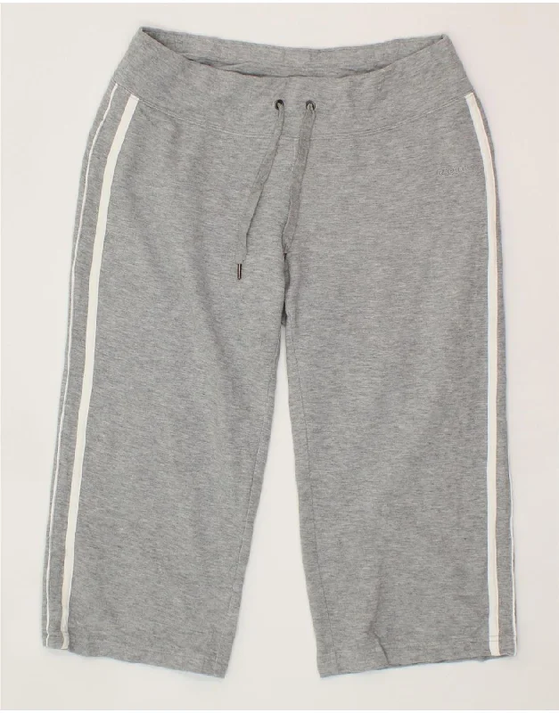 REEBOK Womens Capri Tracksuit Trousers UK 12 Medium Grey Cotton Trousers Exclusive Limited