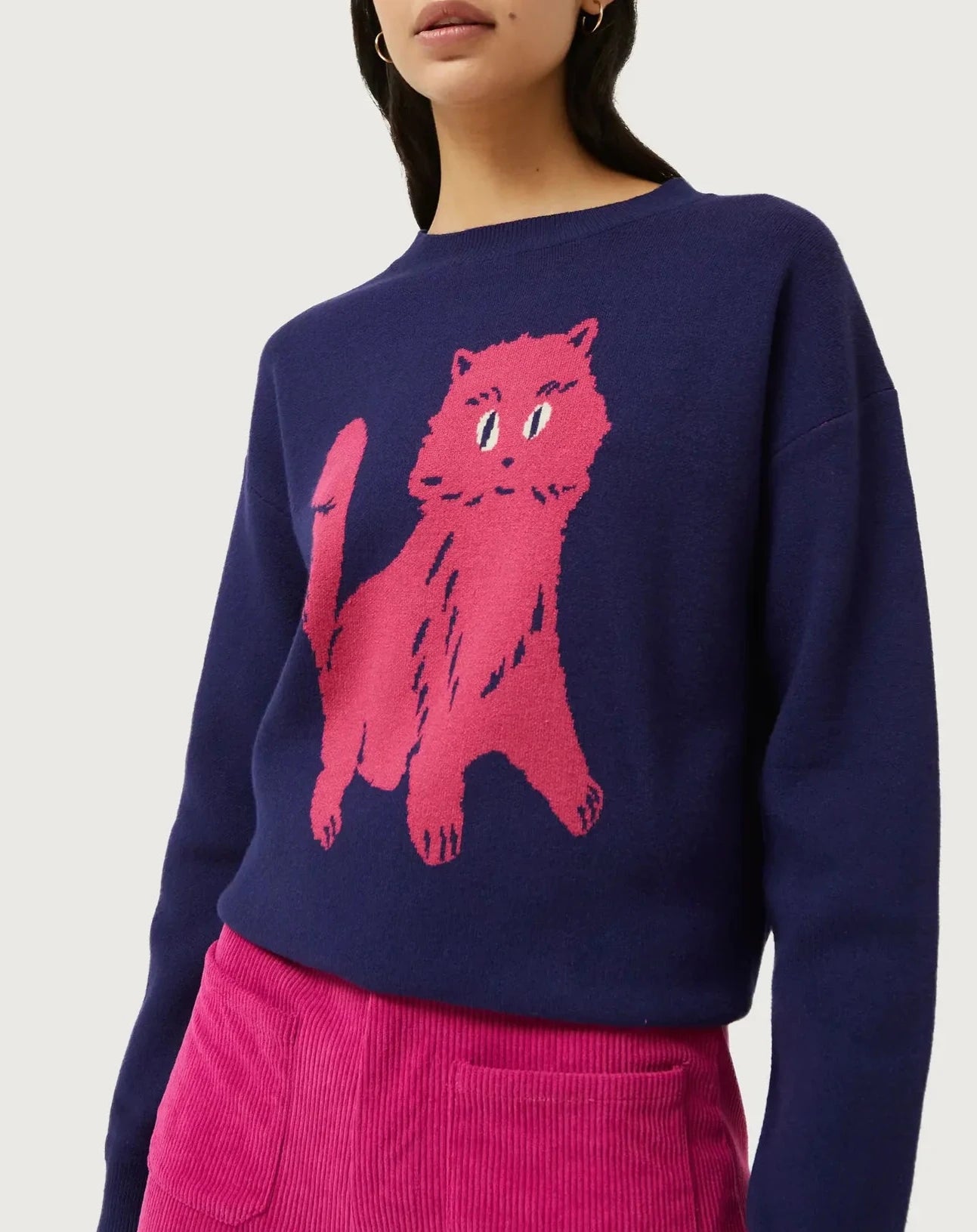 Feline Sweater Ribbed Striped Patterned