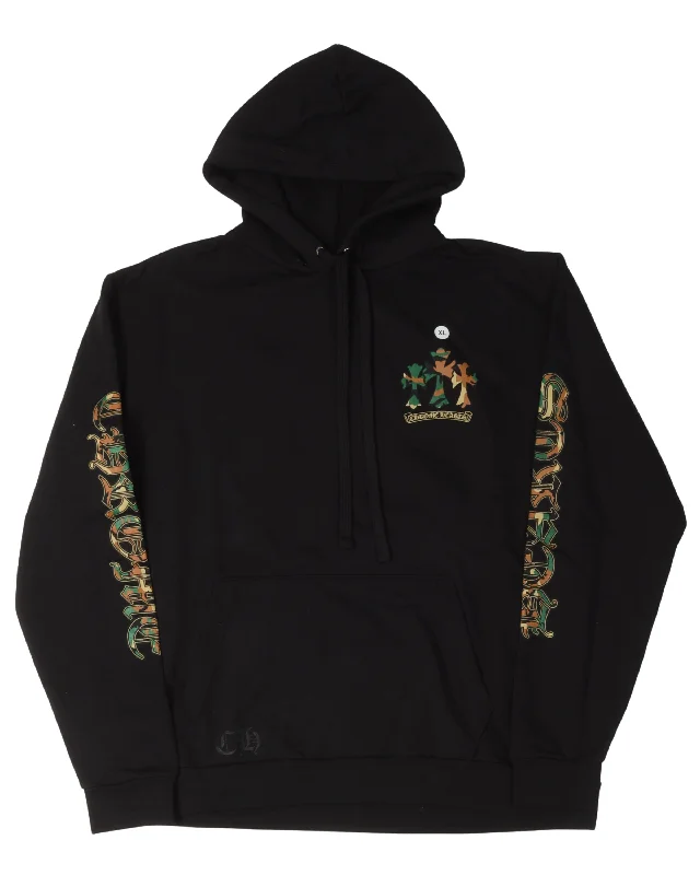 Camouflage Cemetery Cross Horseshoe Hoodie Hoodie with Pattern Geometric Abstract