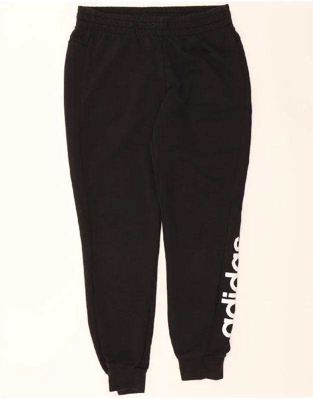 ADIDAS Womens Graphic Tracksuit Trousers Joggers UK 12/14 Medium  Black Skinny Trousers Denim Stretchy