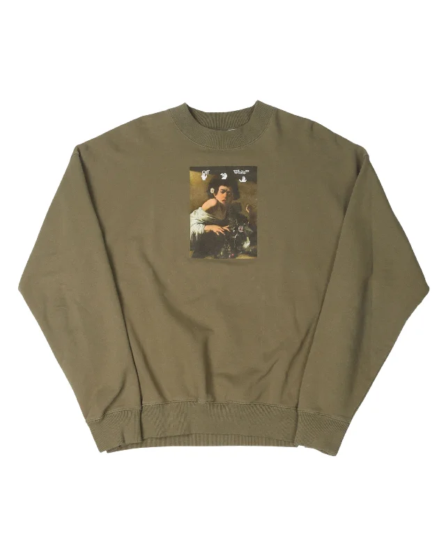 Caravaggio Graphic Crewneck Sweatshirt Hoodie with Pocket Utility Practical