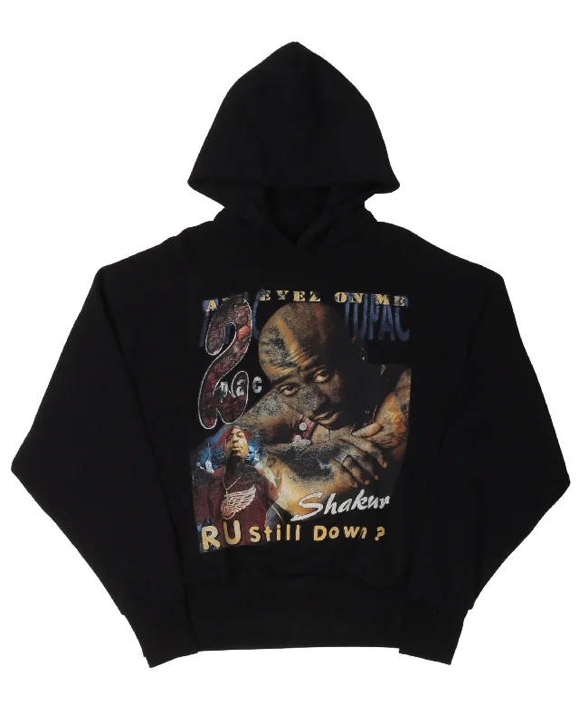 Reworked Vintage Tupac Shakur Hoodie Hoodie with Raw Hem Edgy Unfinished