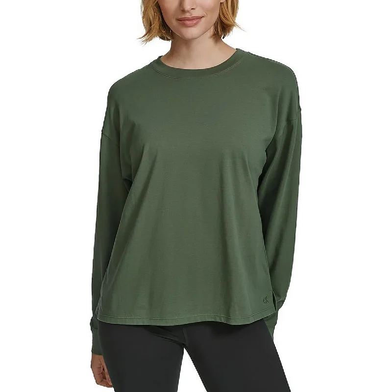 Womens Cotton Split Hem Pullover Top Square Neck Pullover