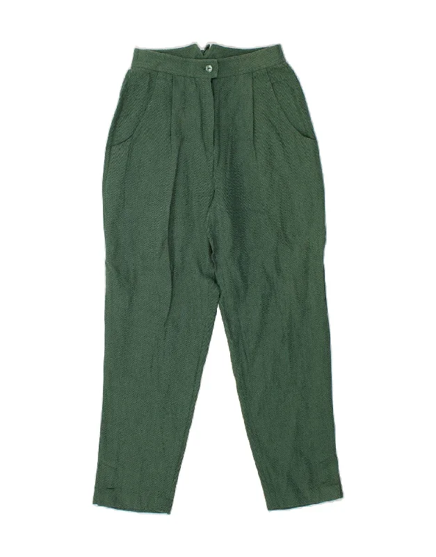 VINTAGE Womens Tapered Casual Trousers EU 36 Small W26 L27 Green Trousers Designer Luxury