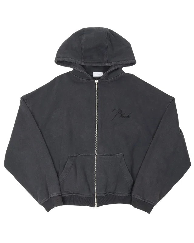 Oversized Fade Zip-Up Hoodie Hoodie Jacket Zipper Layering